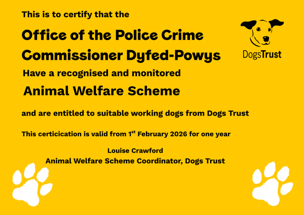 Dog's Trust certificate of accreditation 2026-2027